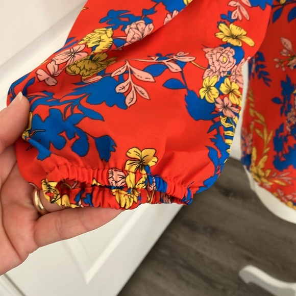 Nanette Lepore red multicolor floral blouse Size XS feels like medium size - Picture 6 of 16